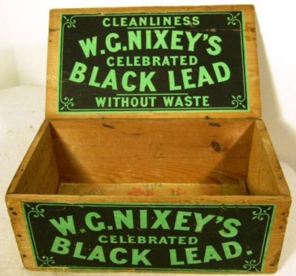 A wooden shop display for Nixey’s Celebrated Blacklead, by kind permission of Severn Beach Antiques