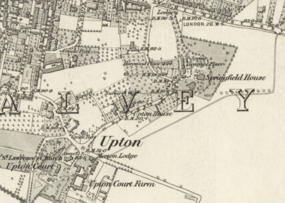 Part of the 6-inch Ordnance Survey map of Upton and Slough 1868-1875, Reproduced with the permission of the National Library of Scotland